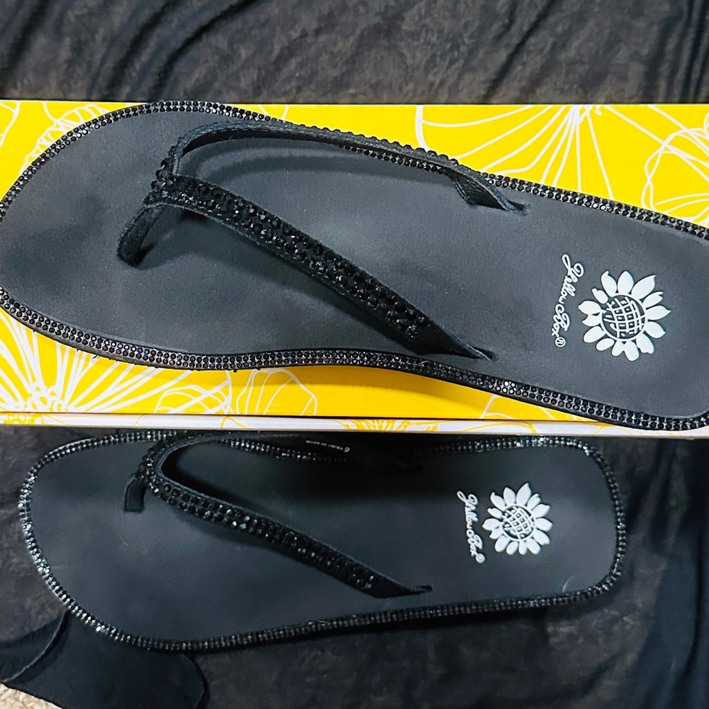 Yellow Box Jamelle Black Beaded Sandals